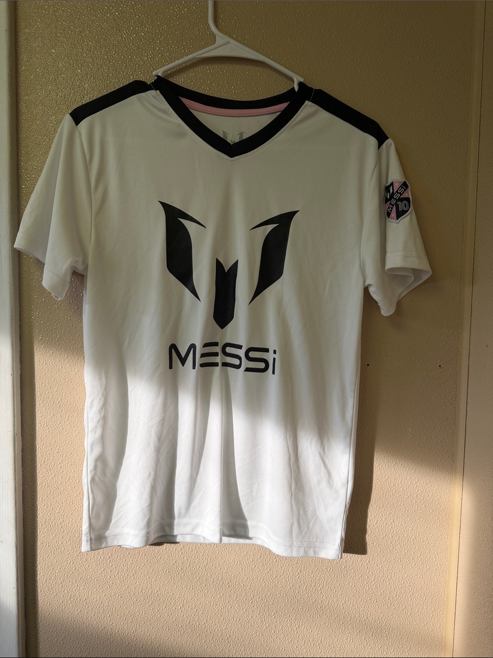 Old Navy White Kids Messi Short Sleeve Tee with Black Logo